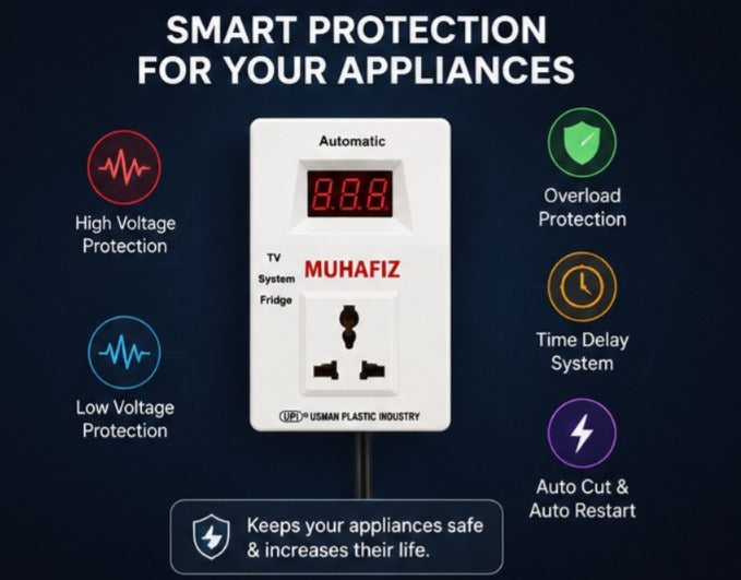 MUHAFIZ Automatic Voltage Protector for TV, System & Fridge